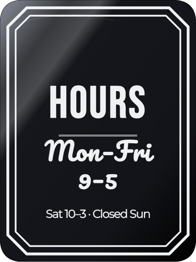 Hours of Operation — personalized laser-cut wood sign template