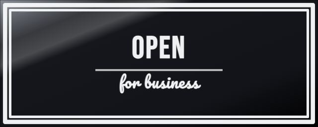Open for Business — personalized laser-cut wood sign template