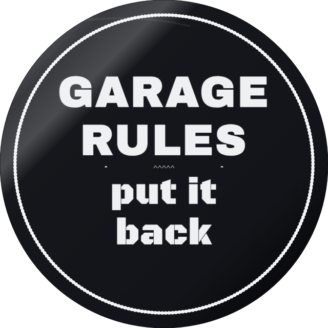 Garage Rules — personalized laser-cut wood sign template